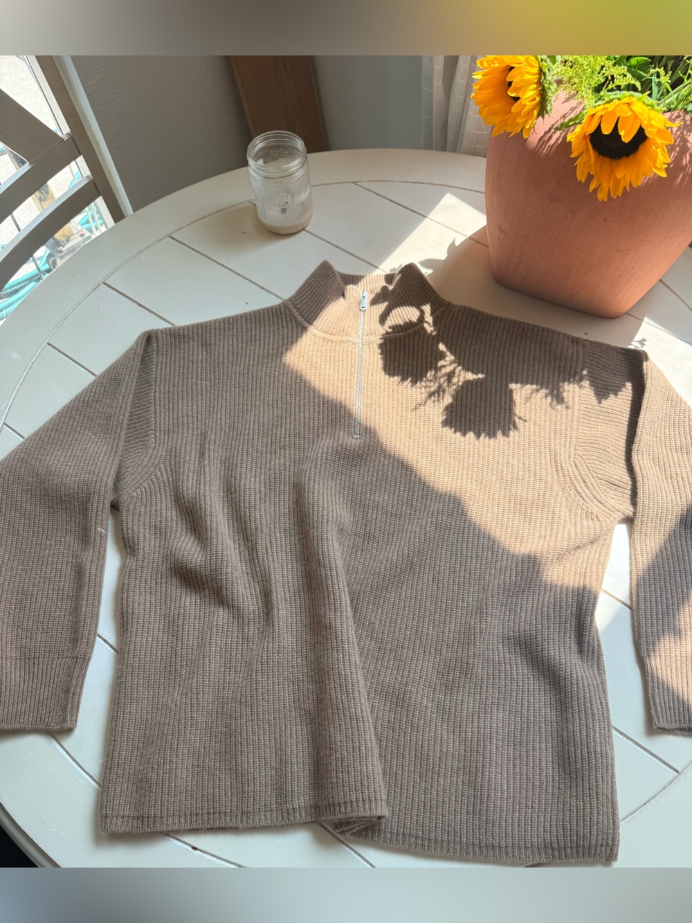 Quince Half-Zip Women's Sweater in Taupe